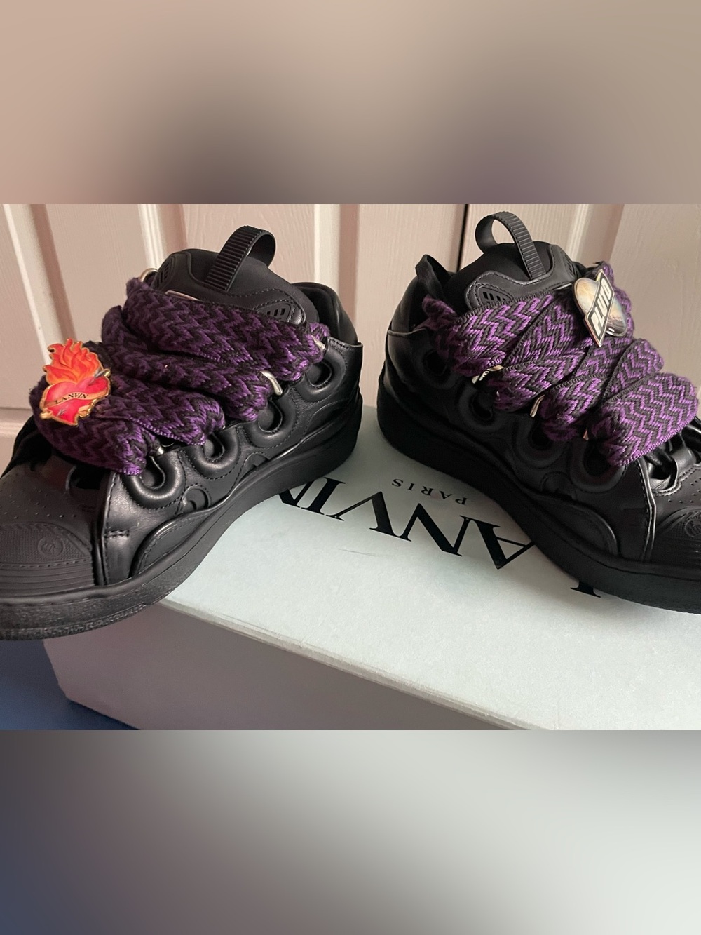 Lanvin Curb Sneakers Black & Purple – EU 36